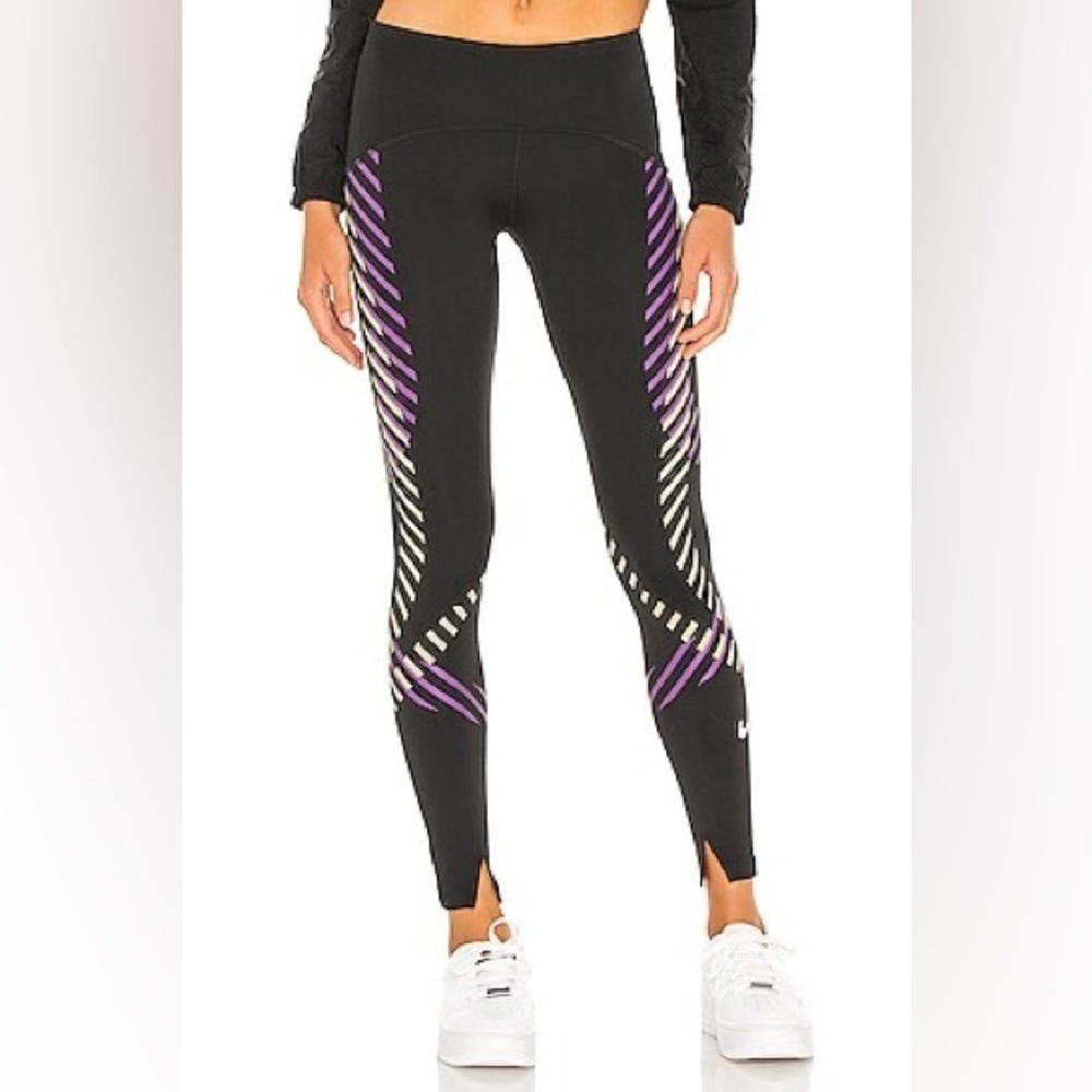 Nike Black and Purple Women's Leggings SZ XL‎
